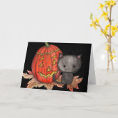 Art de chat de chaton de noir de carte de (Fleur jaune)