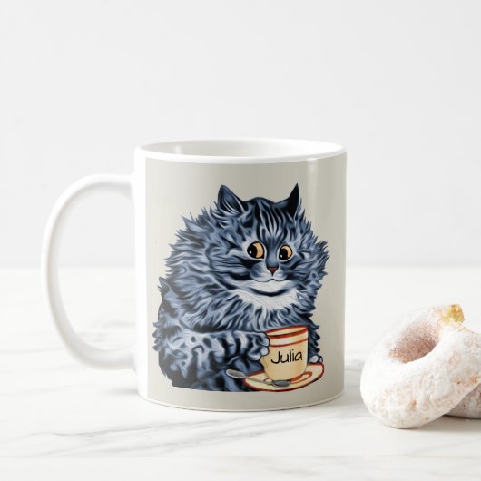 Art de chat de tasse de thé de Louis Wain (Avec donut)