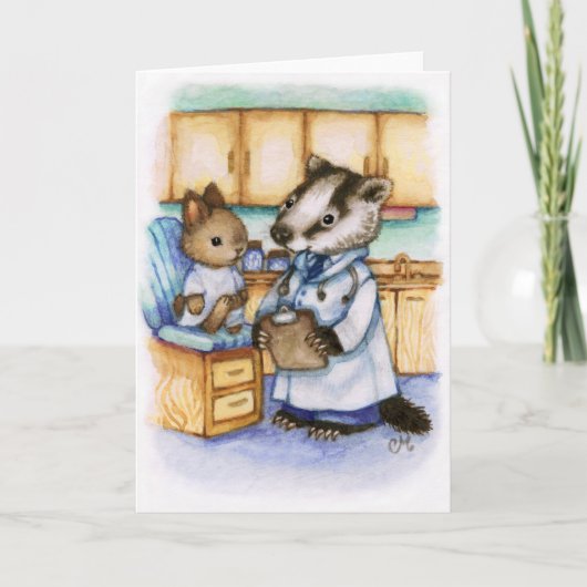 Art de docteur Get Well Soon Animal carte mignonne (Devant)