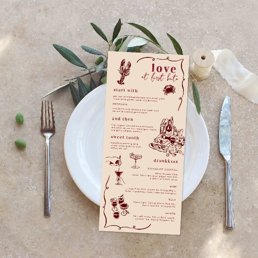 Art de doodle rétro fantaisiste | Menu de mariage