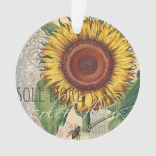 Art de fleur de damas vintage tournesol