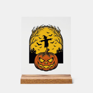 Art de l'épouvantail de lune de citrouille d'Hallo