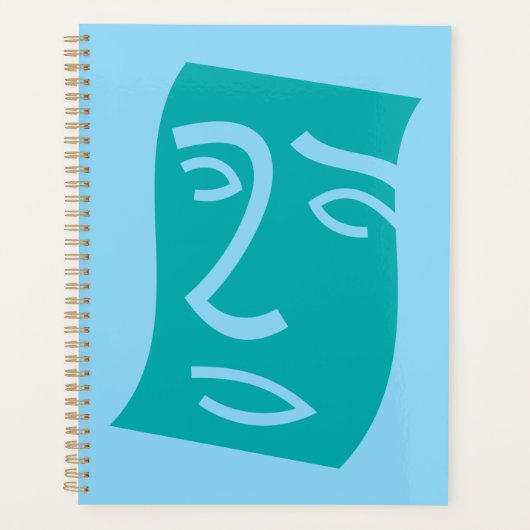 Art de ligne de visage abstrait moderne sarcelle (Devant)