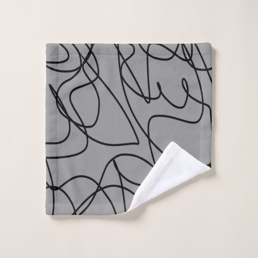 Art de ligne : Noir sur gris (Gant de toilette)