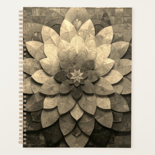 Art de mandala doré antique texturé fleur (Devant)