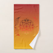 Art de mandala floral rouge et orange (Serviette à main)