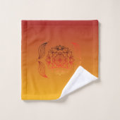 Art de mandala floral rouge et orange (Gant de toilette)