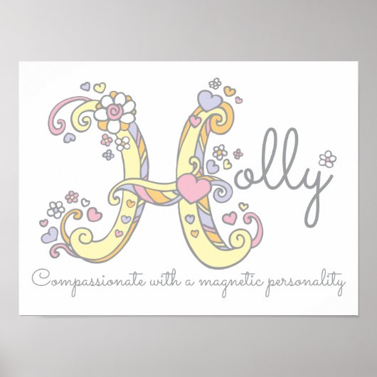 Art de monogramme H affiche de sens de nom de fill (Devant)