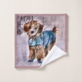 Art de Noël Caniche (Gant de toilette)