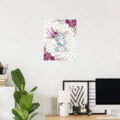 Art de nurserie éléphant floral violet signe déco (Bureau à domicile)