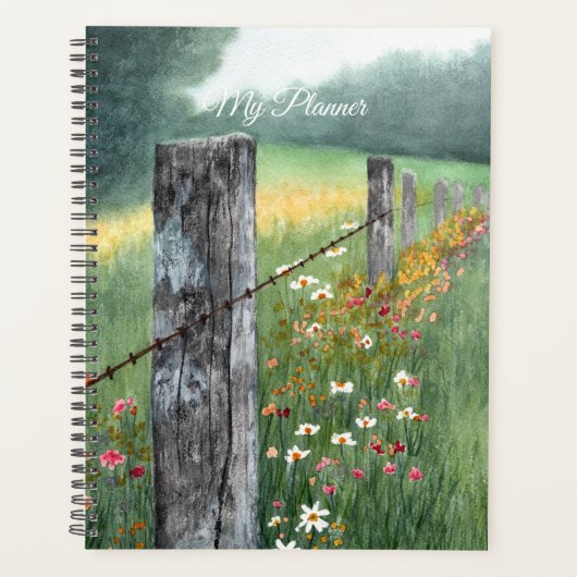 Art de paysage à l'aquarelle avec des fleurs, agen (Devant)