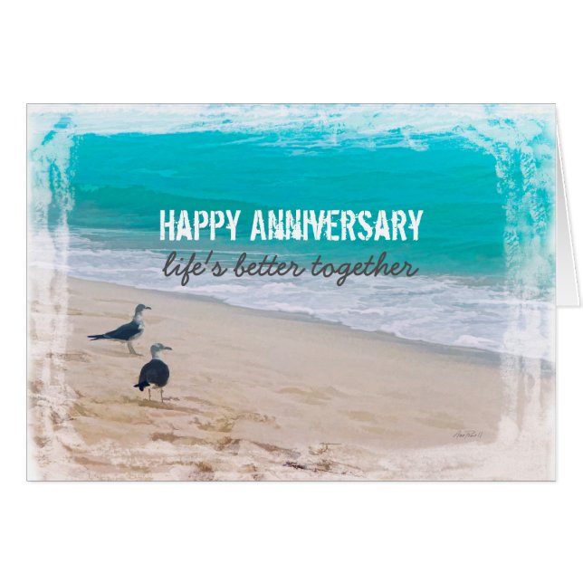 art de plage Carte HappyAnniversay (Devant horizontal)