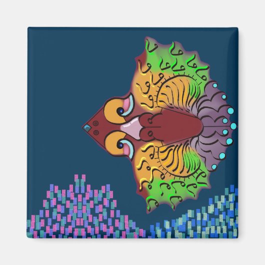 Art de poisson abstrait en écriture thaïe | Aimant (Devant)