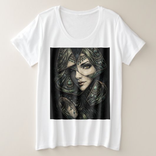Art de portrait en verre teinté Déesse Émeraude (Design devant)