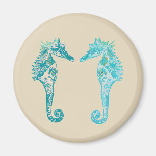 Art de Seahorse mandala art Magnet rond