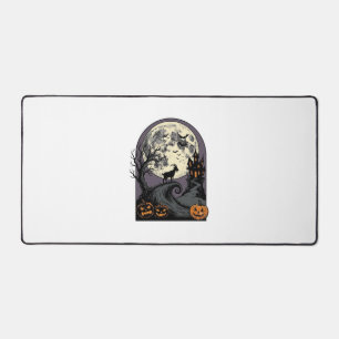 Art de silhouette Halloween vintage lune chèvre ha