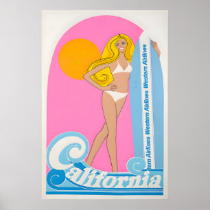 Art de surf de Californie Impression de surfeur Vo