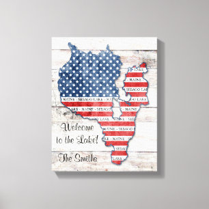 Art de toile de carte du Maine de lac Sebago