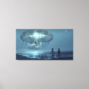 Art de toile de scène de plage d'imaginaire