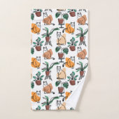 Art de trait dessin chats et fleurs (Serviette à main)