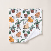 Art de trait dessin chats et fleurs (Gant de toilette)