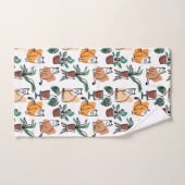 Art de trait dessin chats et fleurs (Serviette à main)