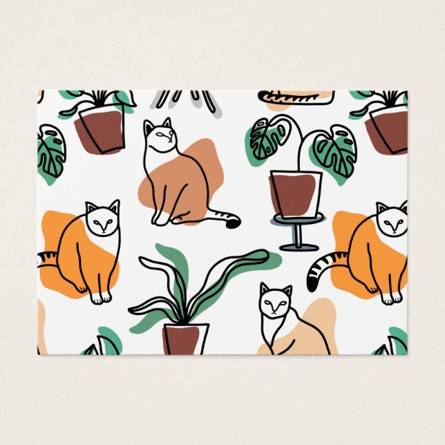 Art de trait dessin chats et fleurs (Devant)