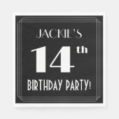 Art Deco 14th Birthday Party met aangepaste naam Servet (Voorkant)