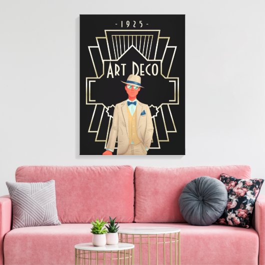 Art Déco 1920 Dapper Gent Gold Frame Black (Insitu(Salon))