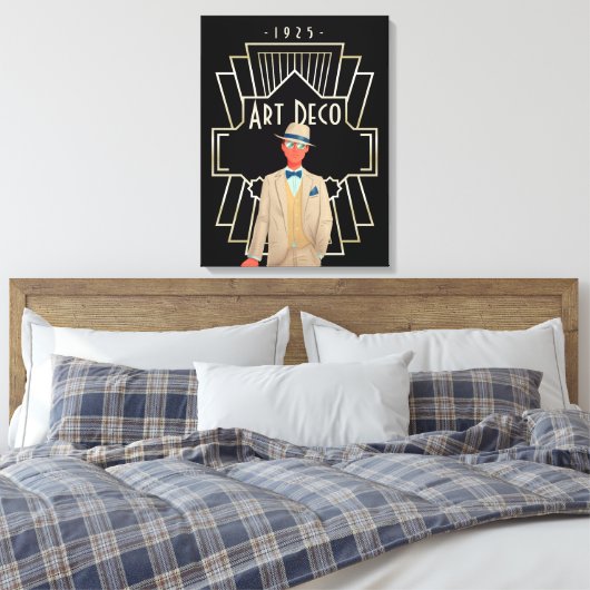 Art Déco 1920 Dapper Gent Gold Frame Black (Insitu(Chambre))
