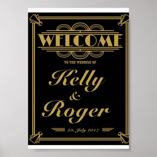 Art Déco 1920 Gatsby style mariage accueil imprime (Devant)