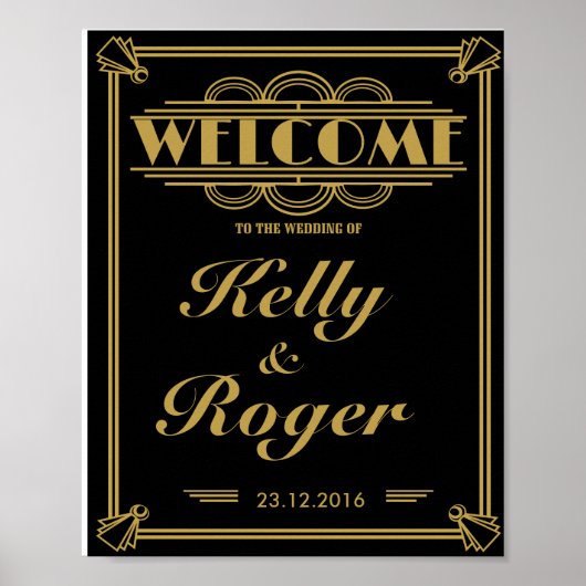 Art Déco 1920 Gatsby style mariage accueil imprime (Devant)