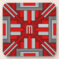 Art Deco 1920: Geometric Red-Grey