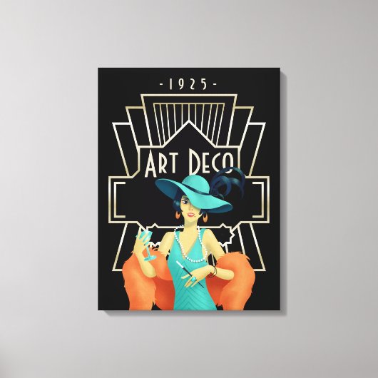 Art Déco 1920 Lady Cocktail Gold Frame Black (Recto)