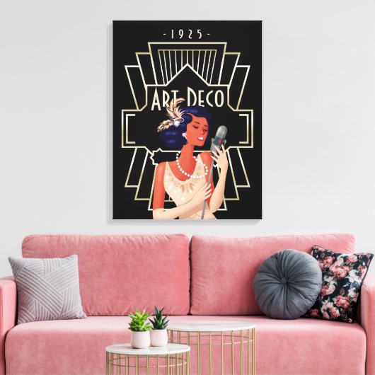 Art Déco 1920 Lady Singer Gold Frame Black (Insitu(Salon))