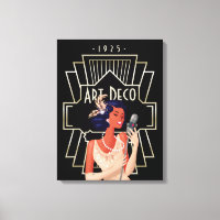 Art Déco 1920 Lady Singer Gold Frame Black