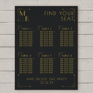 Art Déco 1920 Mariage 6 Tableau Sièges