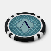 Art deco, 1920 patroon monogram blauwgroen elegant poker chips (Enkel)