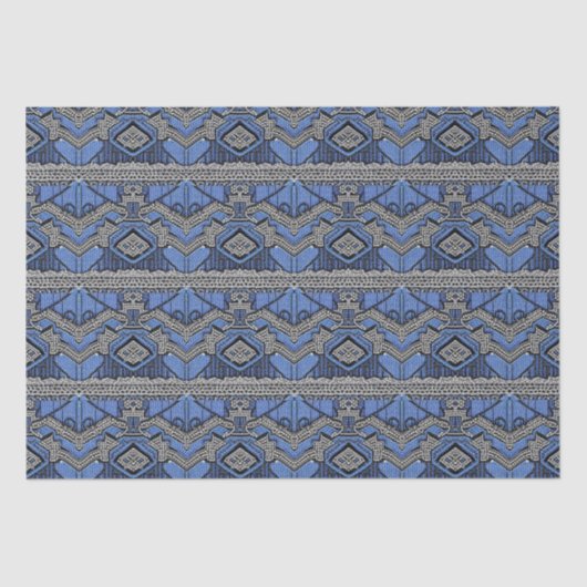 Art Deco 1920s Blue Silver Beaded Dress-ontkoppeli Tissuepapier (Voorkant)