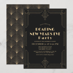 Art Deco 1920's Gatsby New Years Eve Party Kaart