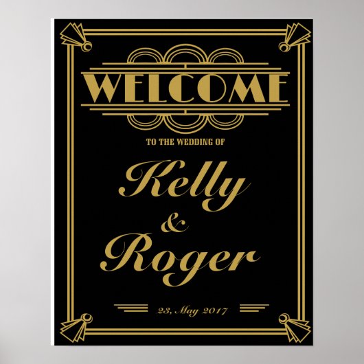 ART Deco 1920's Gatsby-stijl bruiloft, welkome afd Poster (Voorkant)
