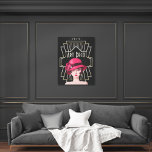 Art Déco 1920s Lady Casquette Gold Frame Black<br><div class="desc">Style Art déco glam avec cette dame glam des années 1920 dans un casquette rouge et un cadre et typographie de style des années 20 or Art déco et 1925.</div>