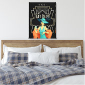 Art Deco 1920s Lady Cocktail Gold Lijst Black Canvas Afdruk (Insitu (Slaapkamer))