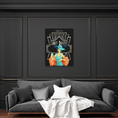 Art Deco 1920s Lady Cocktail Gold Lijst Black Canvas Afdruk
