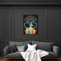 Art Deco 1920s Lady Cocktail Gold Lijst Black
