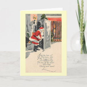Art Deco 1921 Sinterklaas en Nice Boy Vintage Feestdagen Kaart