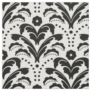 Art Deco 1930s Floral Damask Black and White Stof