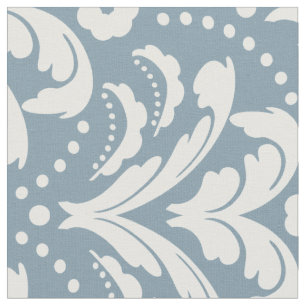 Art Deco 1930s Floral Damask Blue en White Stof