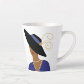 Art Deco 1930s Mode Bord Vrouw in zwart Pet Latte Mok (Rechts)