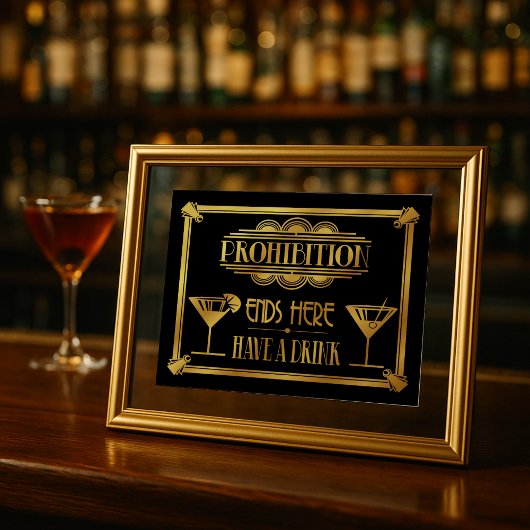 Art Deco 20: "Cocktail Bar GOLD Poster
